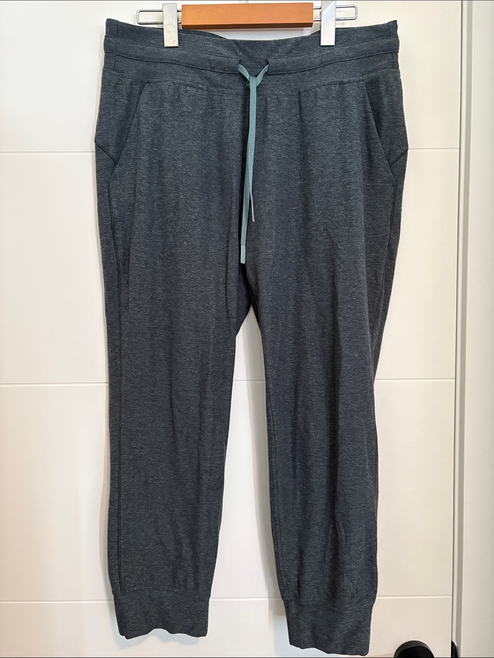 lululemon athletica Dark Teal/ Gray Joggers with Teal Drawstring EUC
